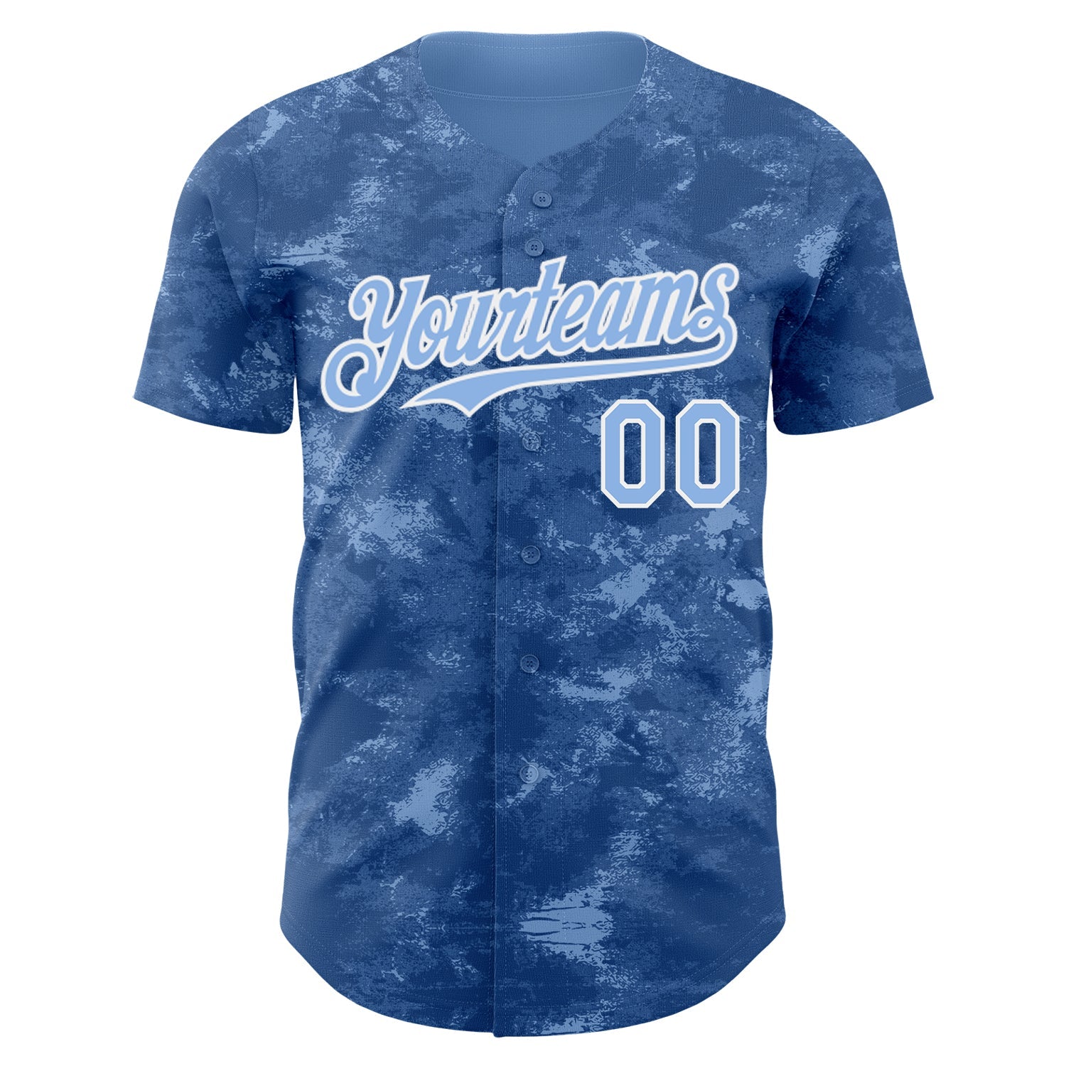 Custom Tie Dye Light Blue-White Authentic Baseball Jersey view 2