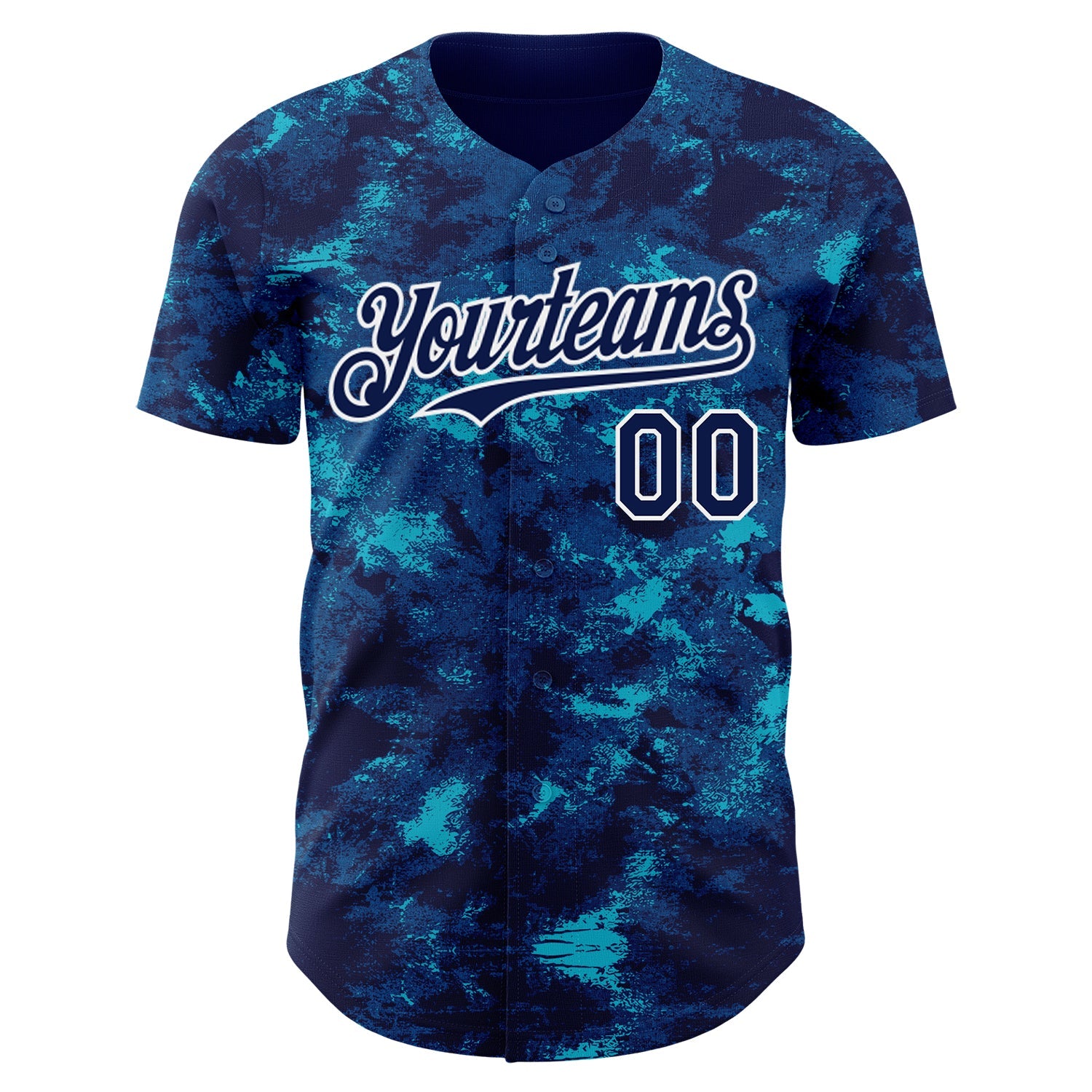 Custom Tie Dye Navy-White Authentic Baseball Jersey view 2