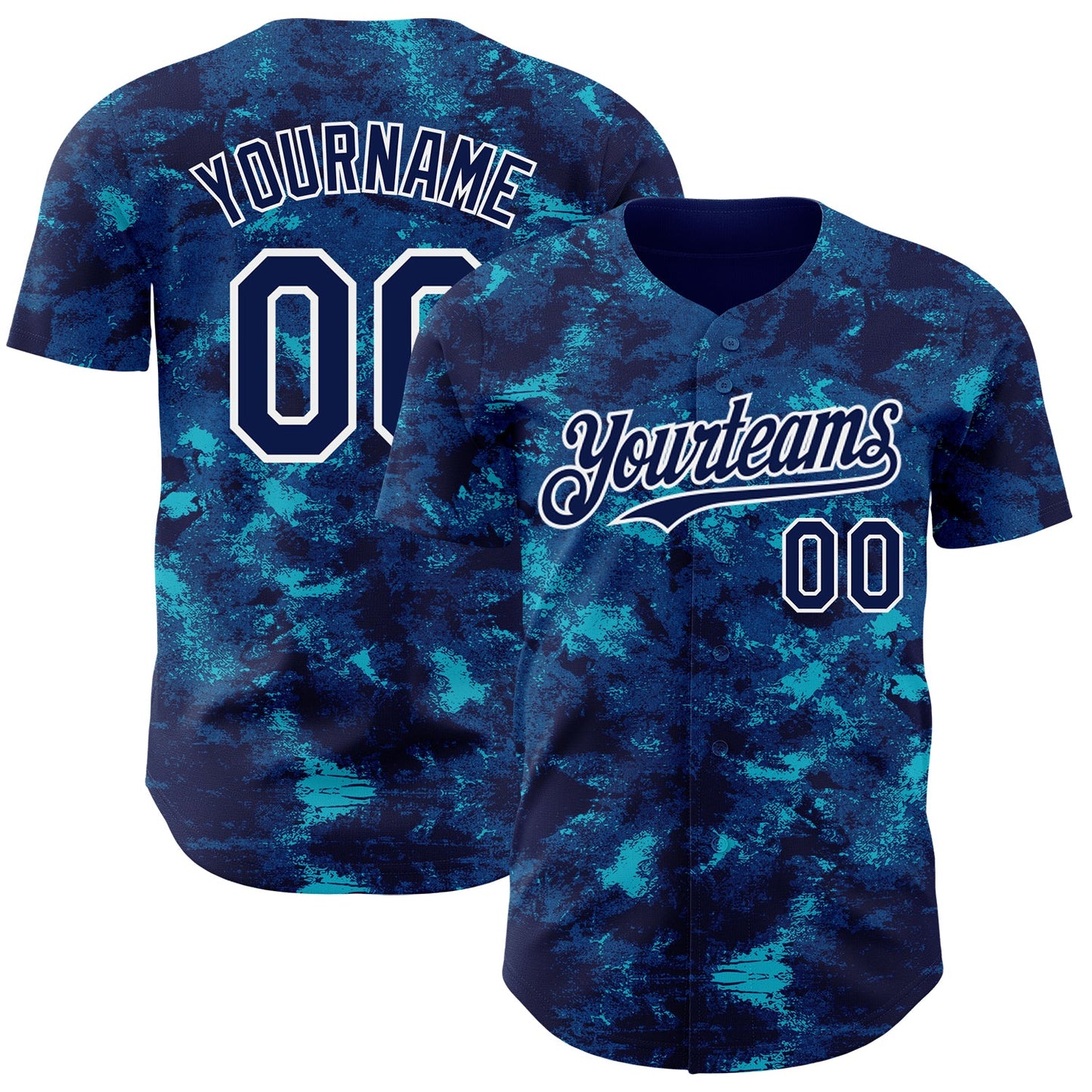 Custom Tie Dye Navy-White Authentic Baseball Jersey - Main View