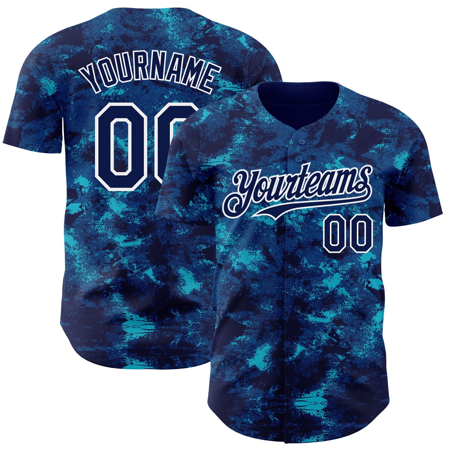 Custom Tie Dye Navy-White Authentic Baseball Jersey - Main View