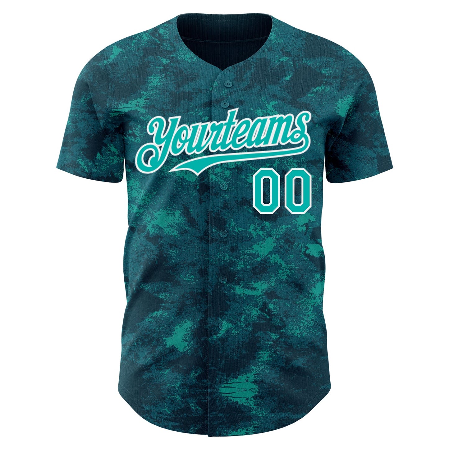 Custom Tie Dye Aqua-White Authentic Baseball Jersey view 2