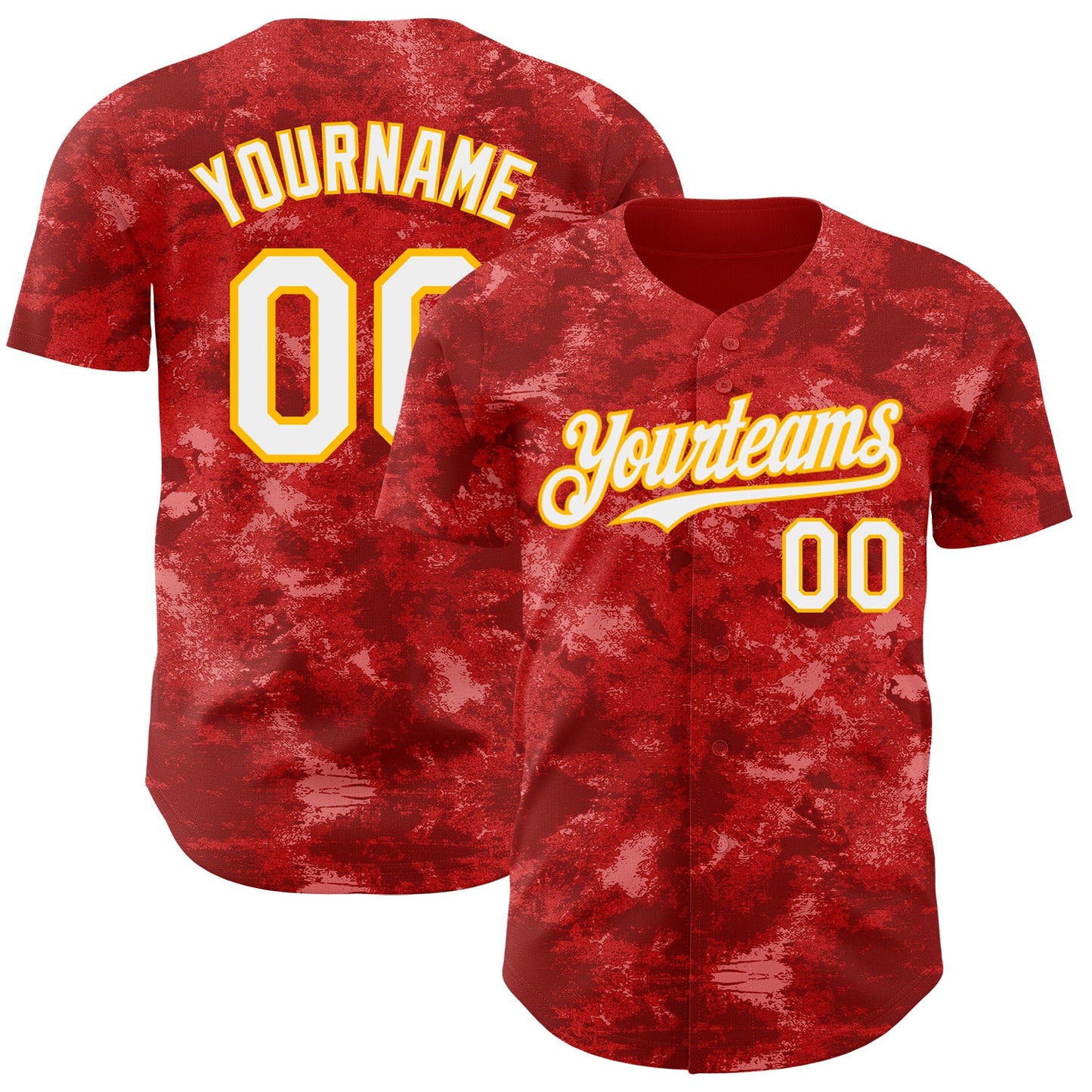 Custom Tie Dye White-Gold Authentic Baseball Jersey - Main View