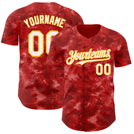 Custom Tie Dye White-Gold Authentic Baseball Jersey - Main View