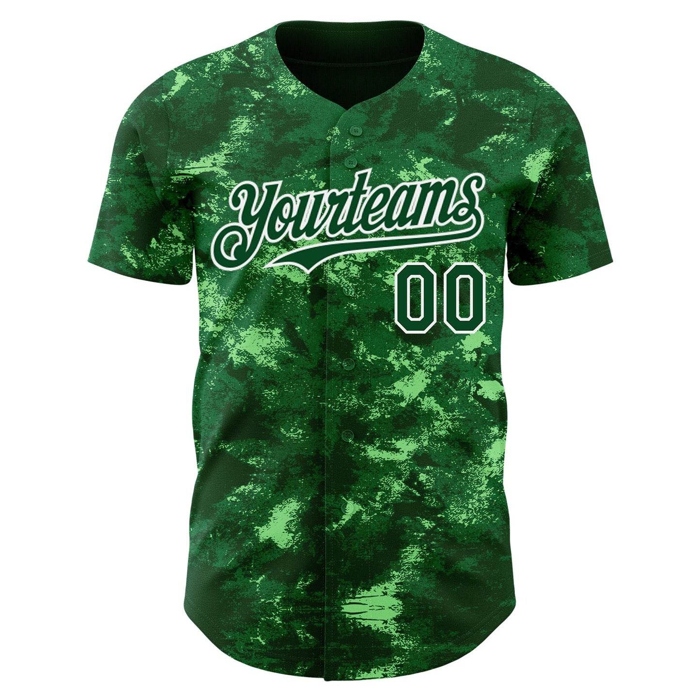 Custom Tie Dye Green-White Authentic Baseball Jersey view 2