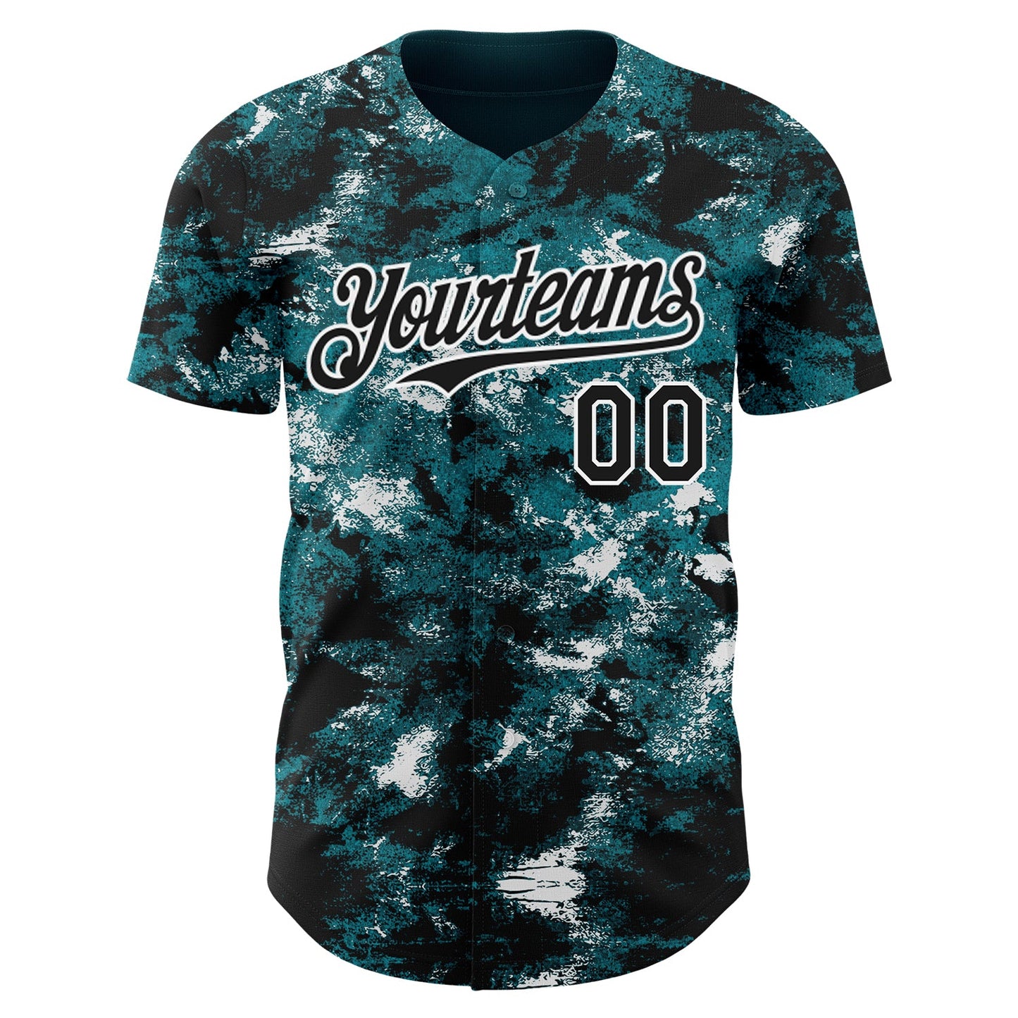 Custom Tie Dye Black-White Authentic Baseball Jersey view 2