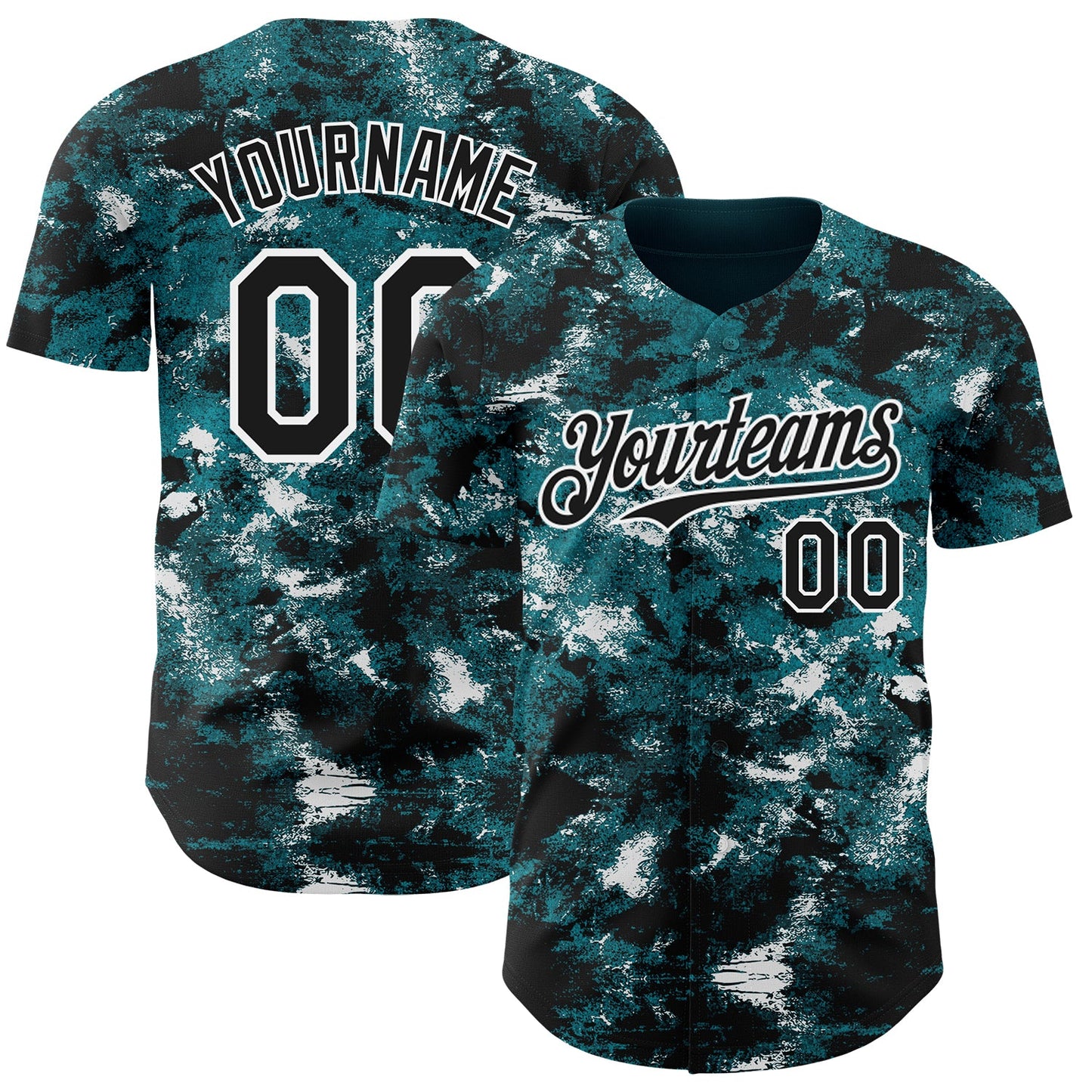 Custom Tie Dye Black-White Authentic Baseball Jersey - Main View