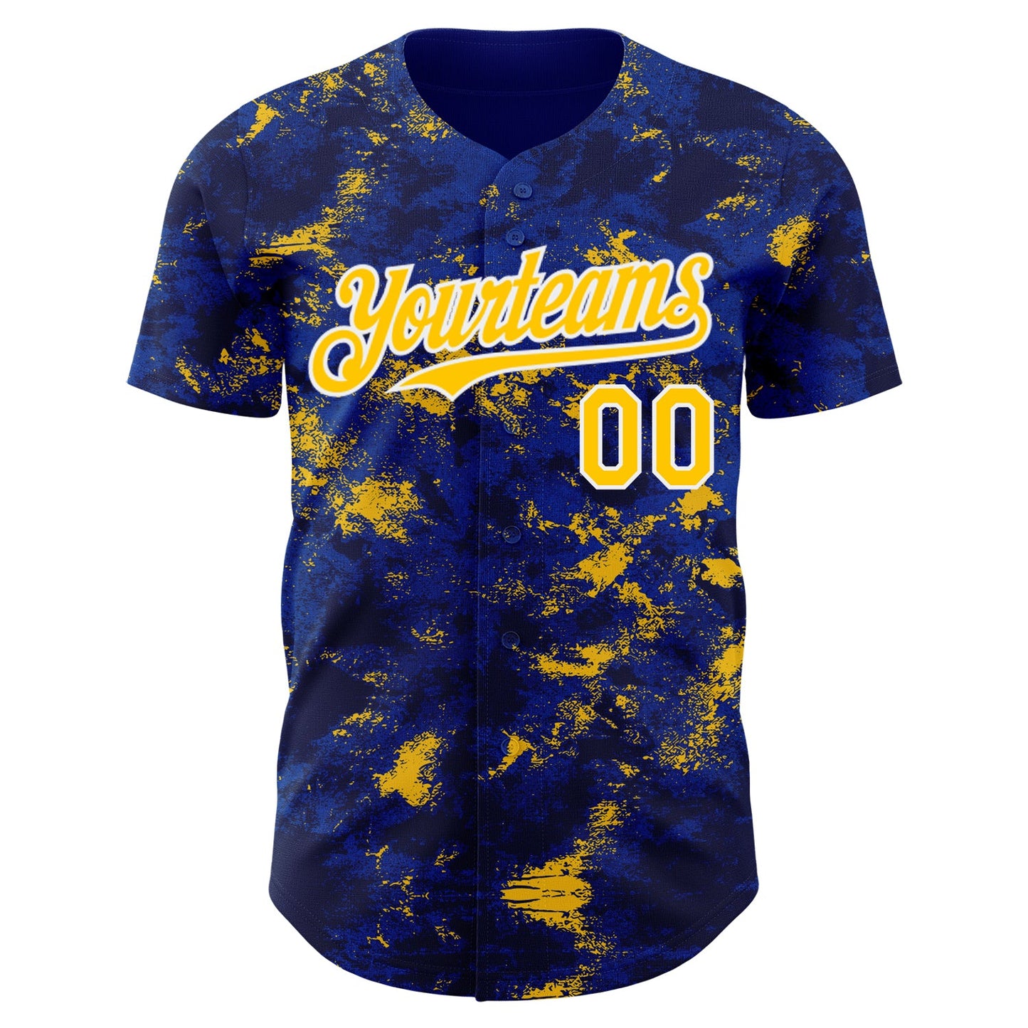 Custom Tie Dye Yellow-White Authentic Baseball Jersey view 2