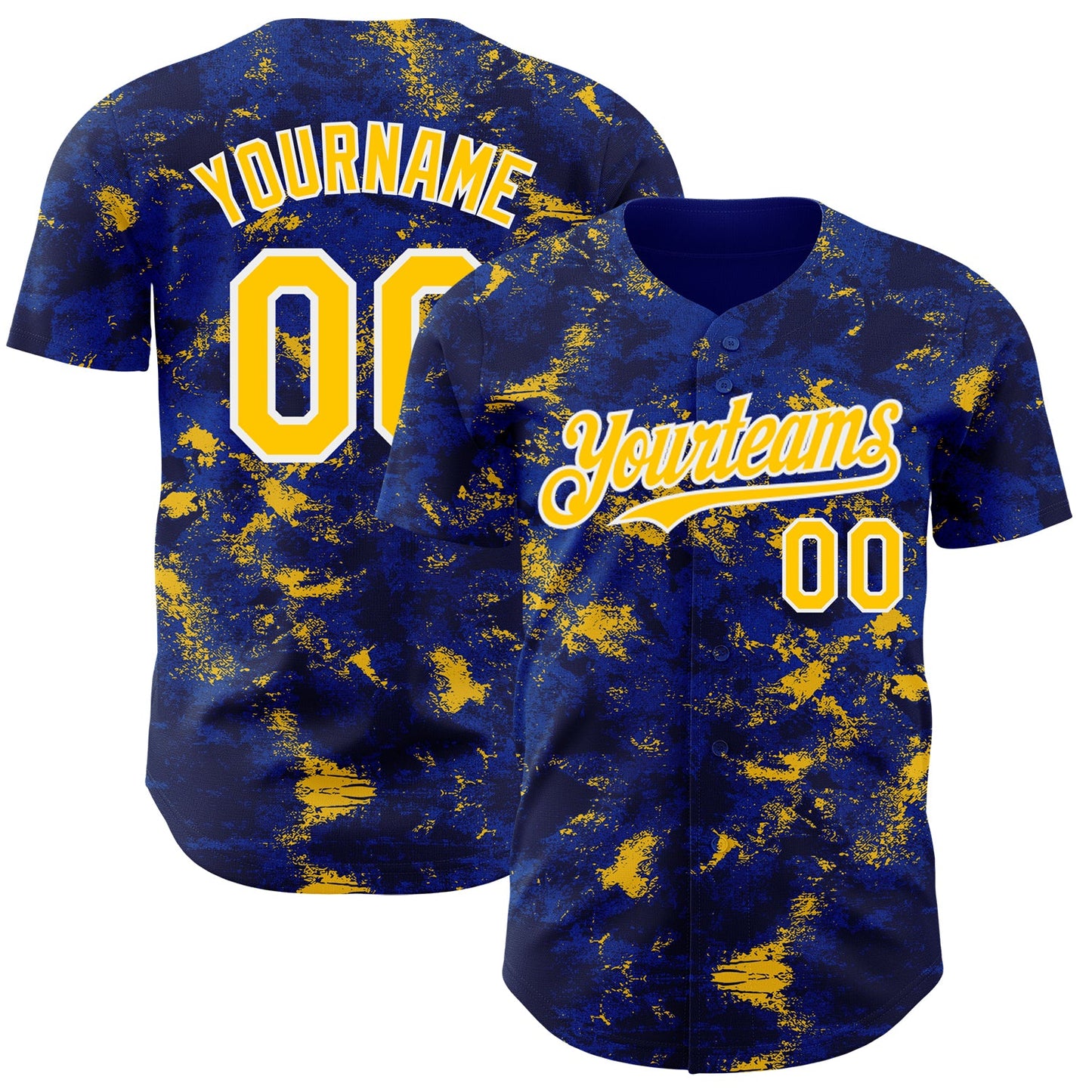 Custom Tie Dye Yellow-White Authentic Baseball Jersey - Main View