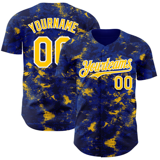 Custom Tie Dye Yellow-White Authentic Baseball Jersey - Main View