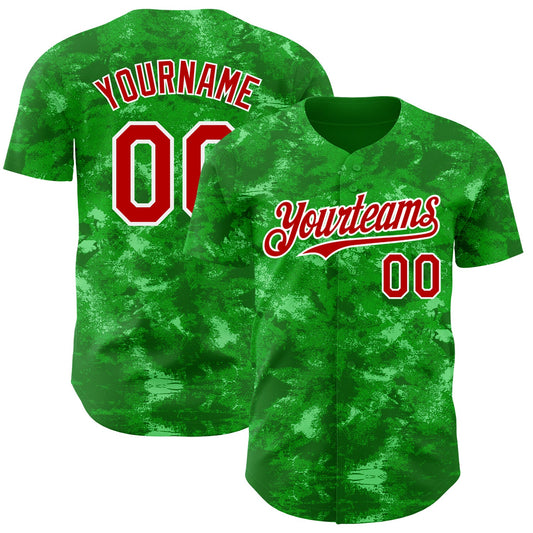 Custom Tie Dye Red-White Authentic Baseball Jersey - Main View