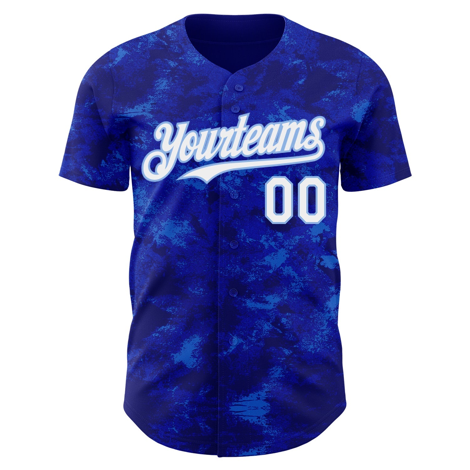Custom Tie Dye White-Light Blue Authentic Baseball Jersey view 2