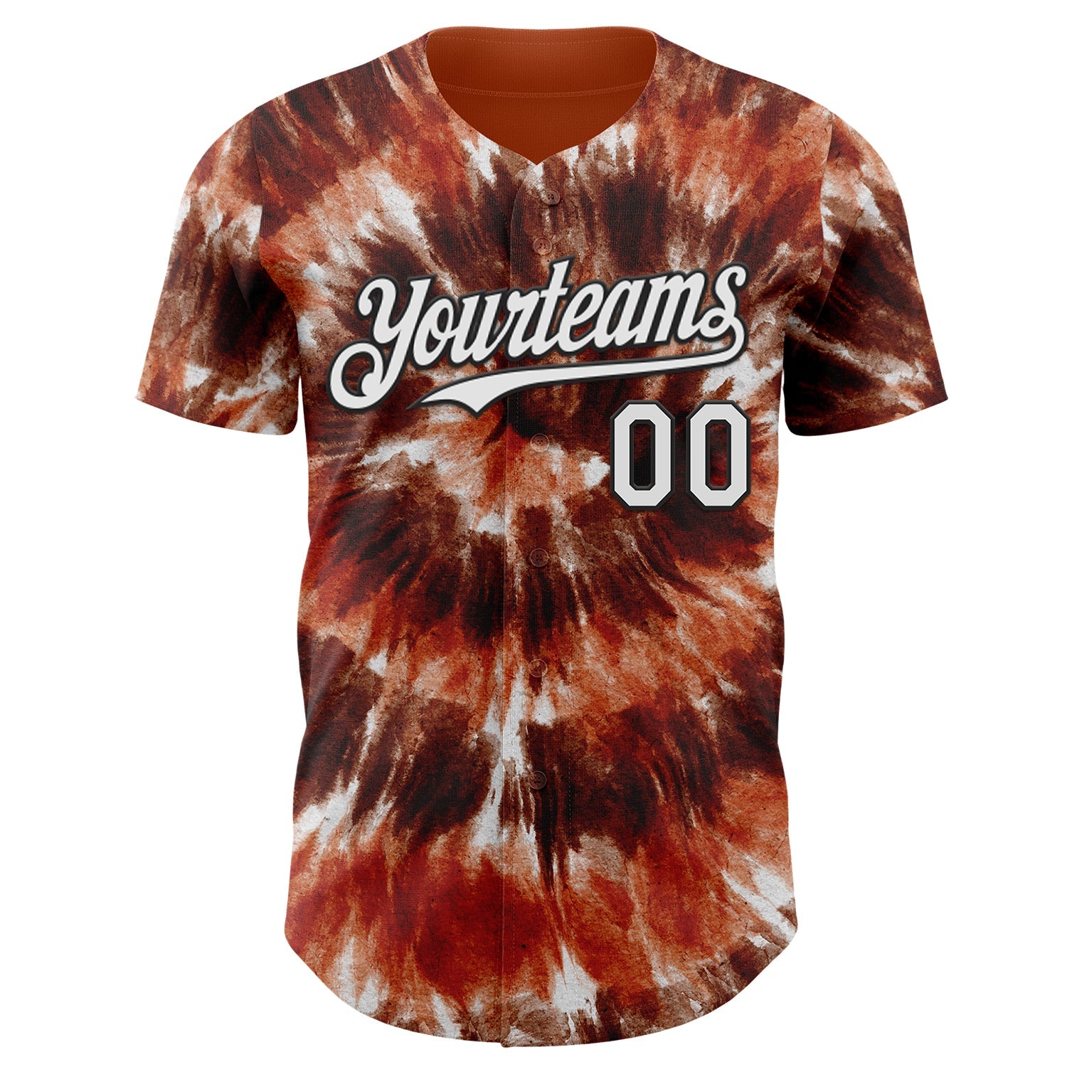 Custom Tie Dye White-Black Shibori Pattern Authentic Baseball Jersey view 2