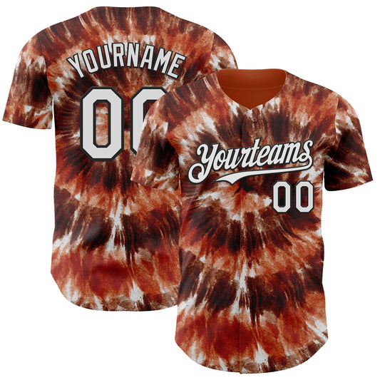 Custom Tie Dye White-Black Shibori Pattern Authentic Baseball Jersey - Main View
