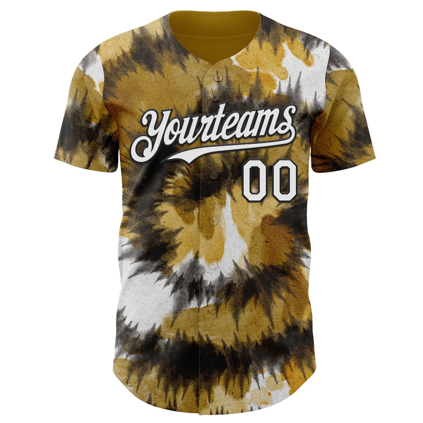 Custom Tie Dye White-Black Shibori Pattern Authentic Baseball Jersey view 2