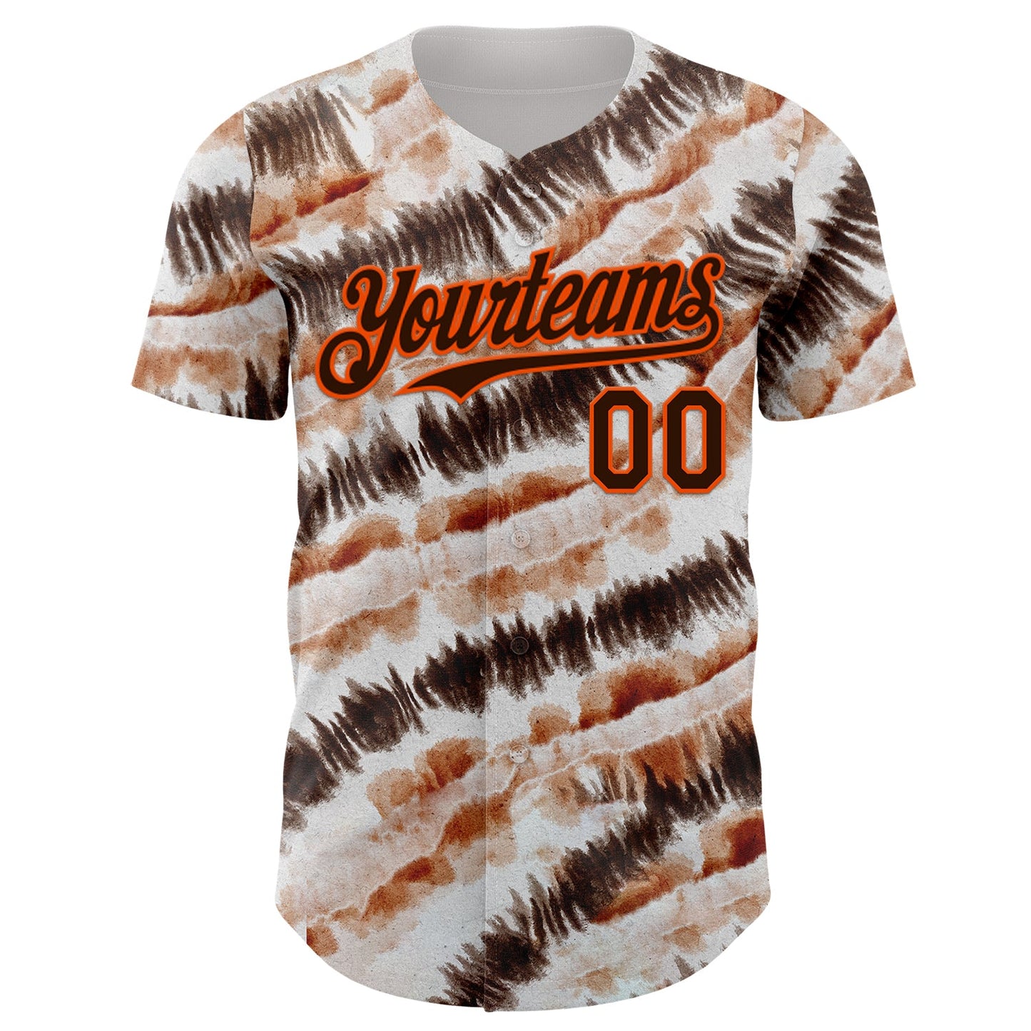 Custom Tie Dye Brown-Orange Shibori Pattern Authentic Baseball Jersey view 2
