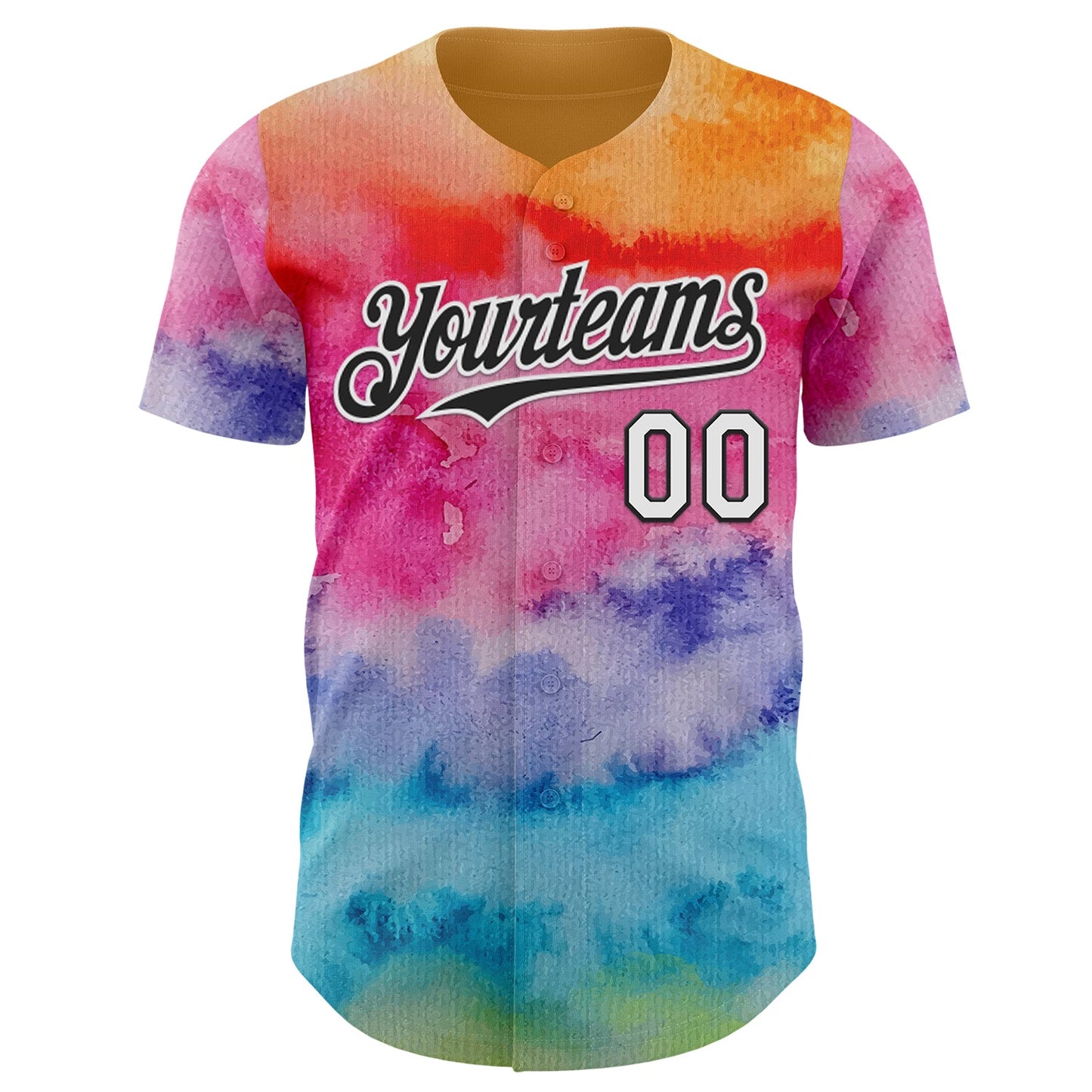 Custom Tie Dye White-Black Shibori Pattern Authentic Baseball Jersey view 2