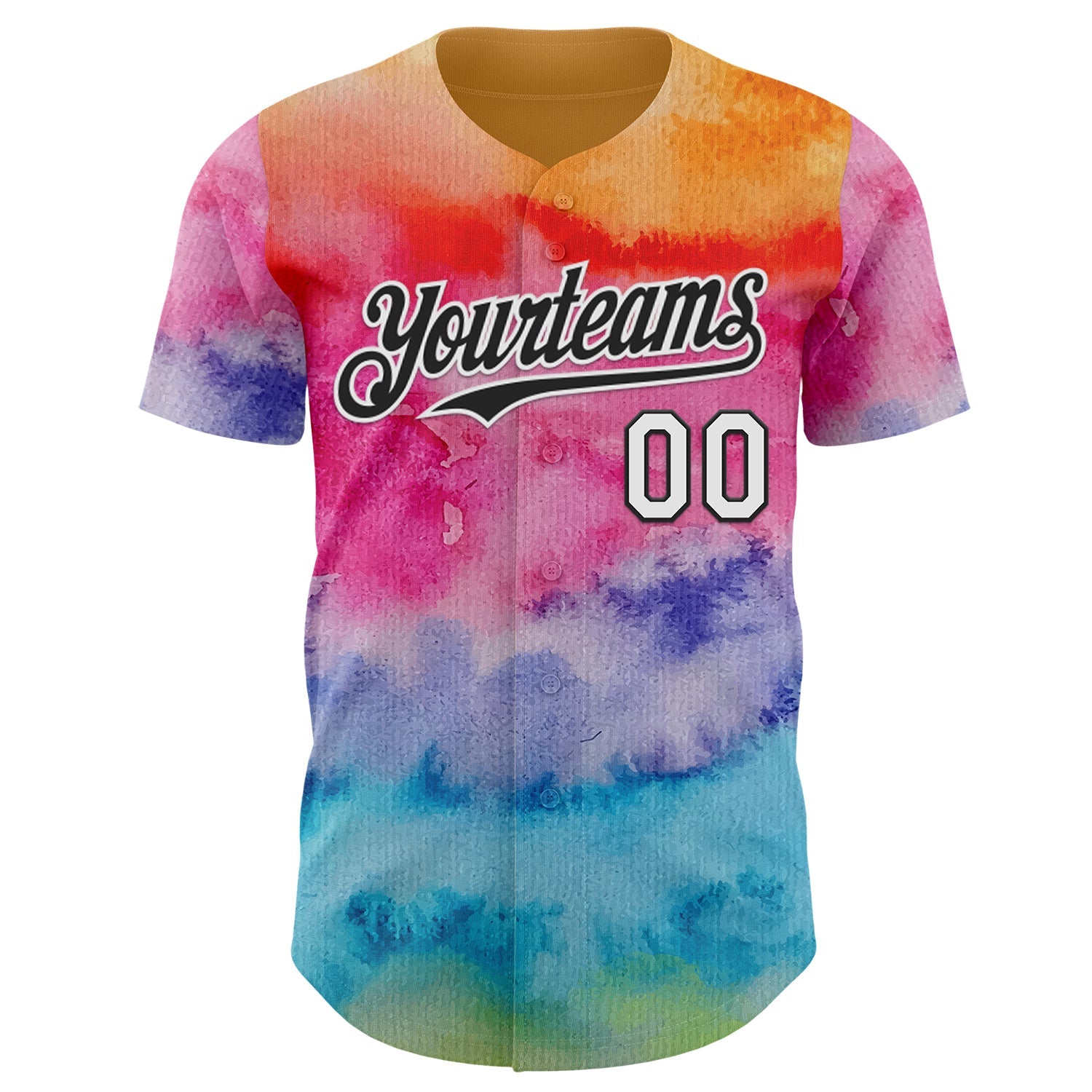 Custom Tie Dye White-Black Shibori Pattern Authentic Baseball Jersey view 2