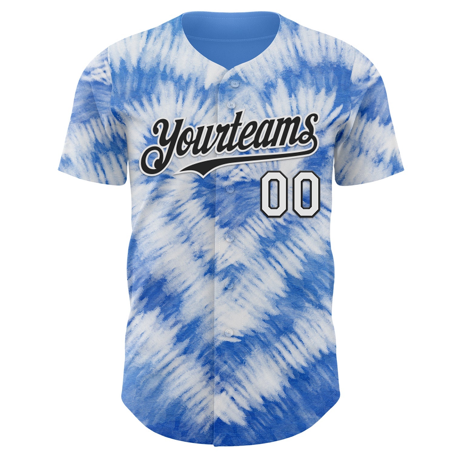 Custom Tie Dye White-Black Shibori Pattern Authentic Baseball Jersey view 2