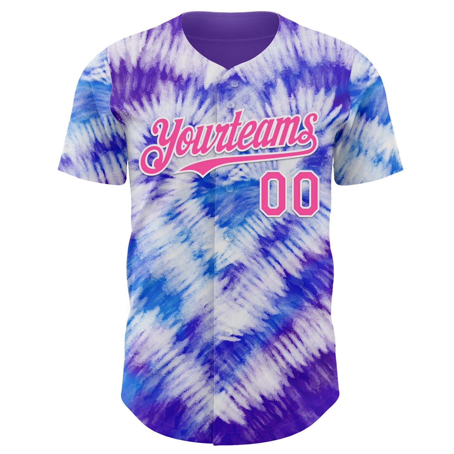 Custom Tie Dye Pink-White Shibori Pattern Authentic Baseball Jersey view 2