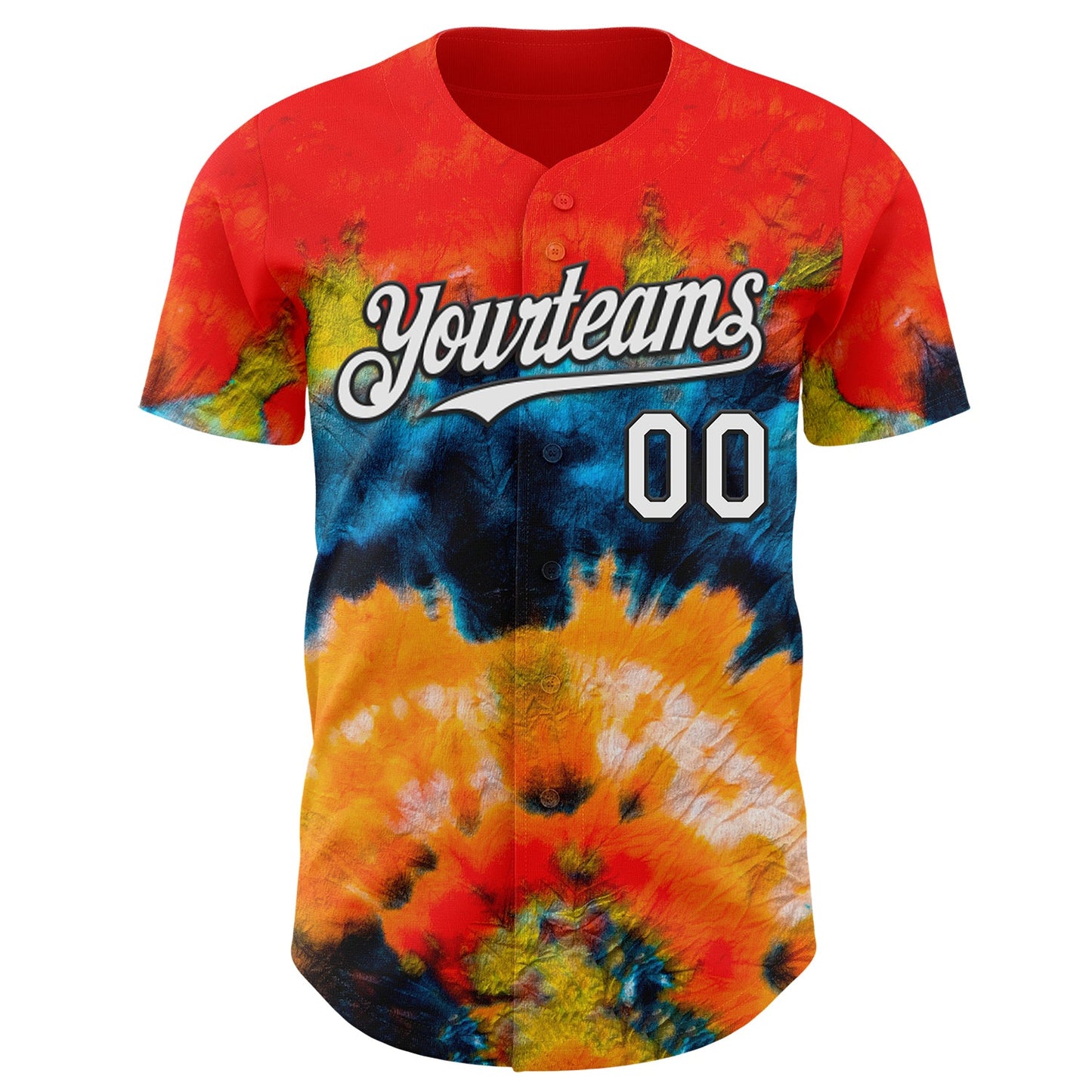 Custom Tie Dye White-Black Shibori Pattern Authentic Baseball Jersey view 2