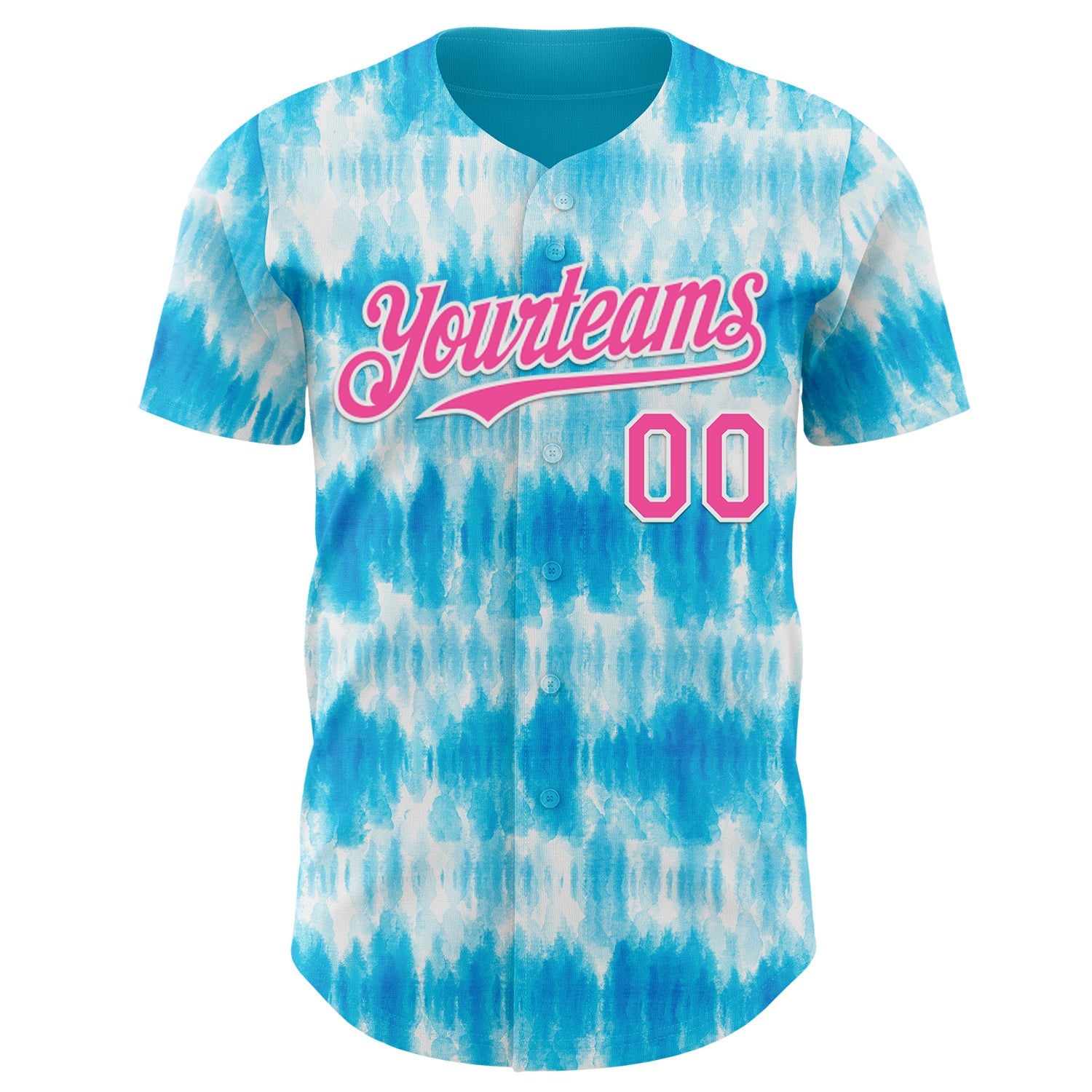 Custom Tie Dye Pink-White Shibori Pattern Authentic Baseball Jersey view 2