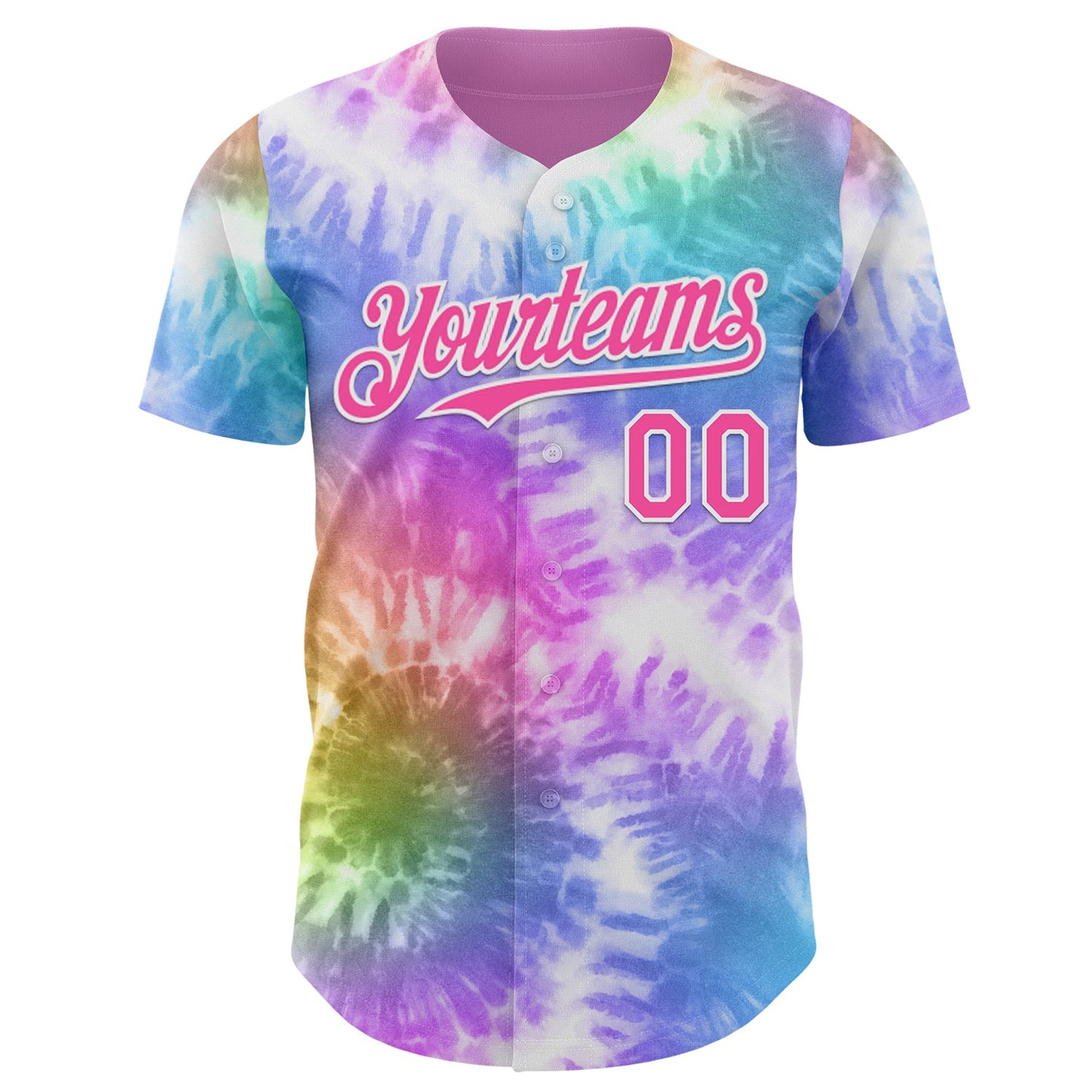 Custom Tie Dye Pink-White Shibori Pattern Authentic Baseball Jersey view 2