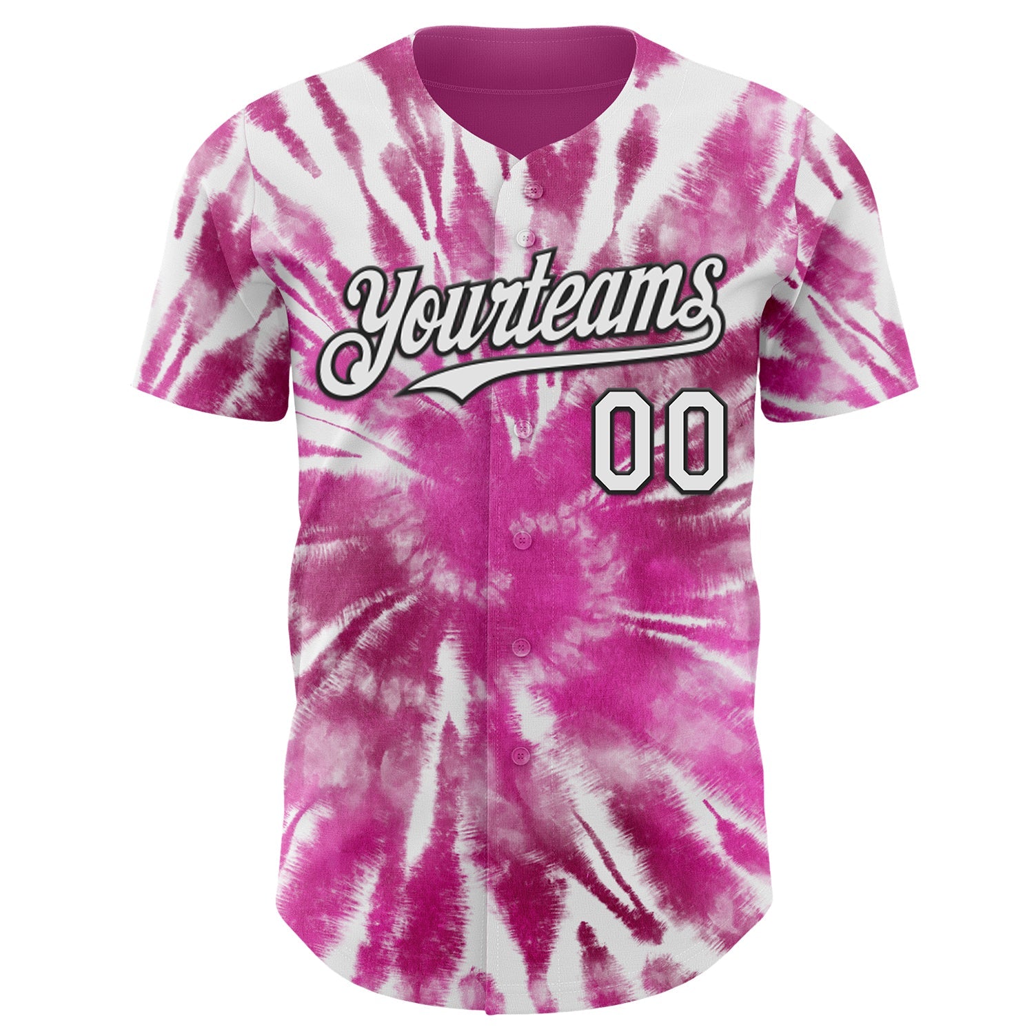 Custom Tie Dye White-Black Shibori Pattern Authentic Baseball Jersey view 2