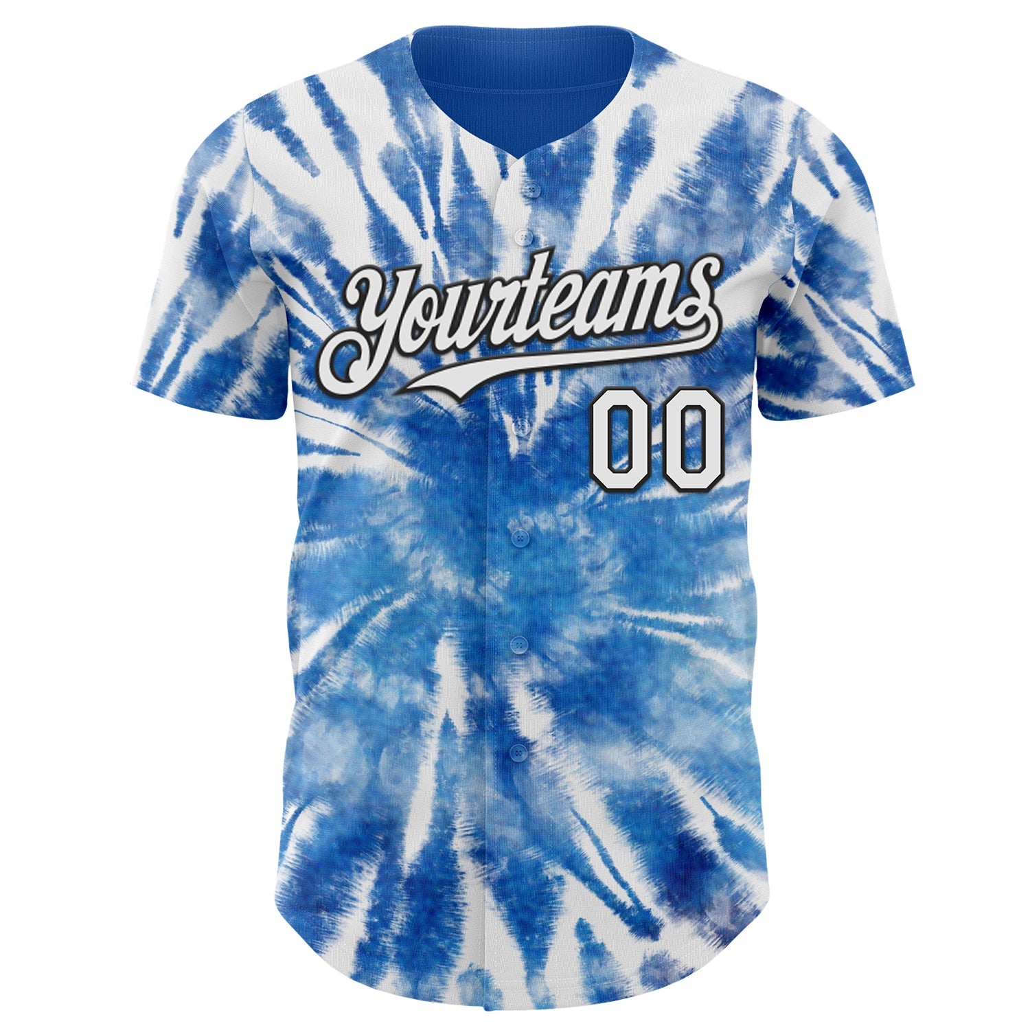 Custom Tie Dye White-Black Shibori Pattern Authentic Baseball Jersey view 2