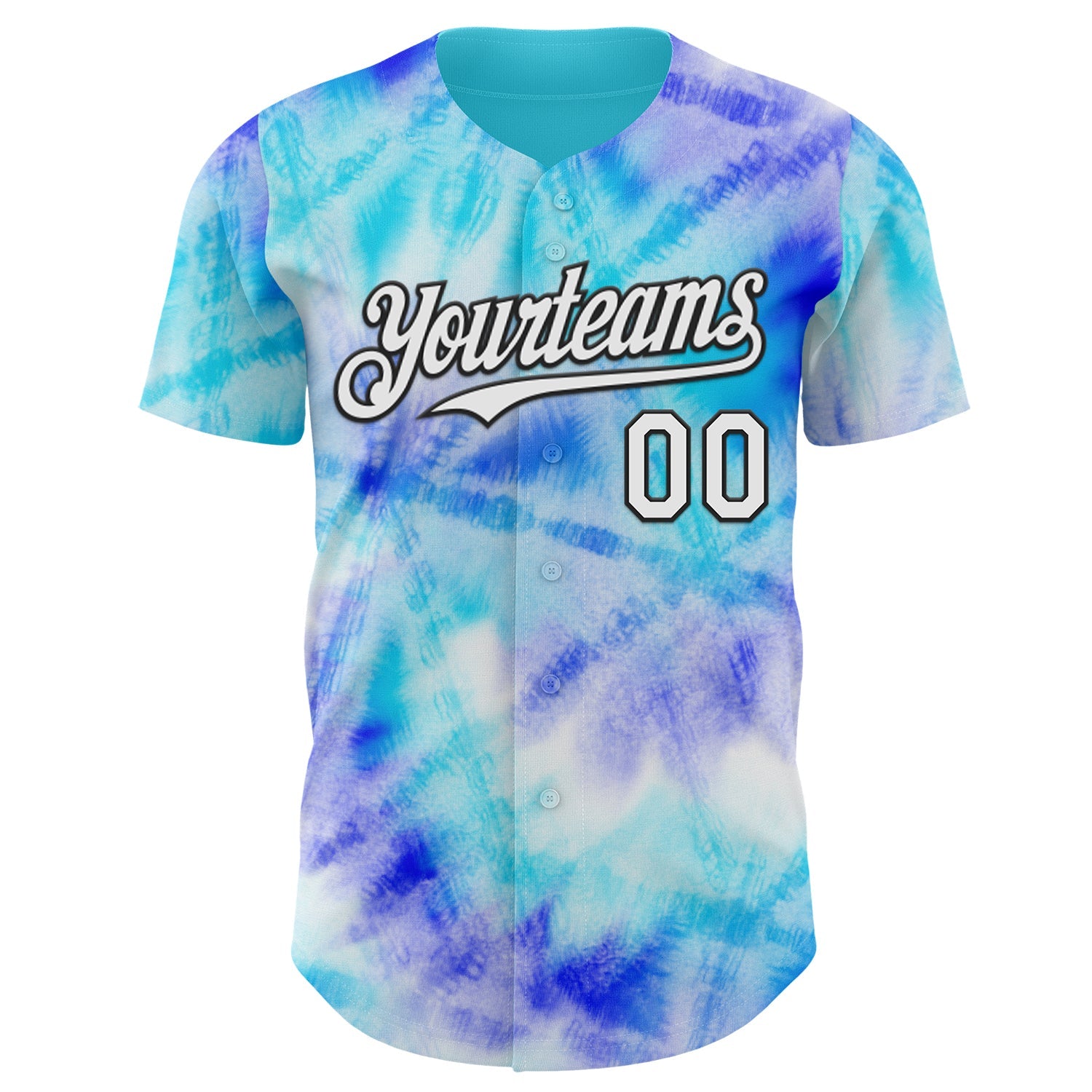 Custom Tie Dye White-Black Shibori Pattern Authentic Baseball Jersey view 2