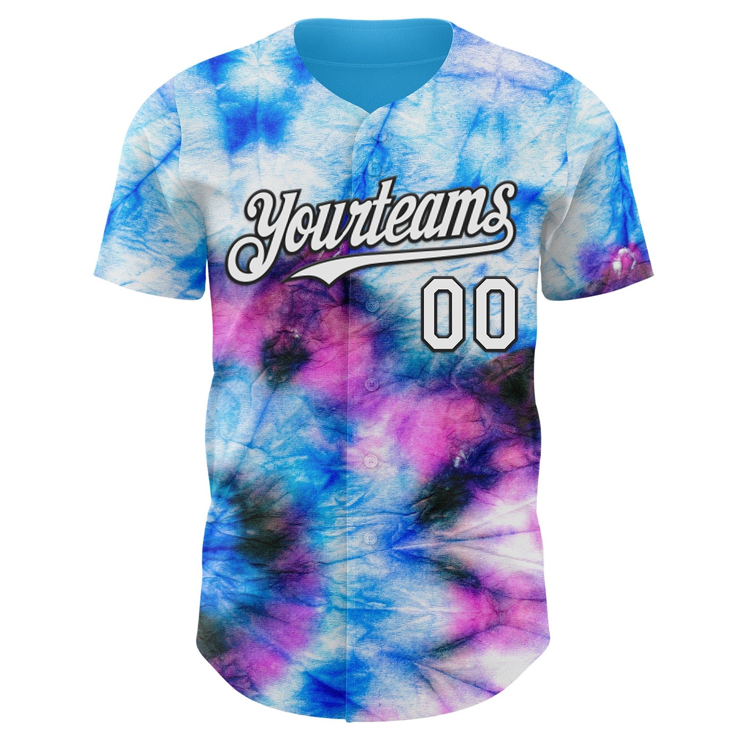 Custom Tie Dye White-Black Shibori Pattern Authentic Baseball Jersey view 2