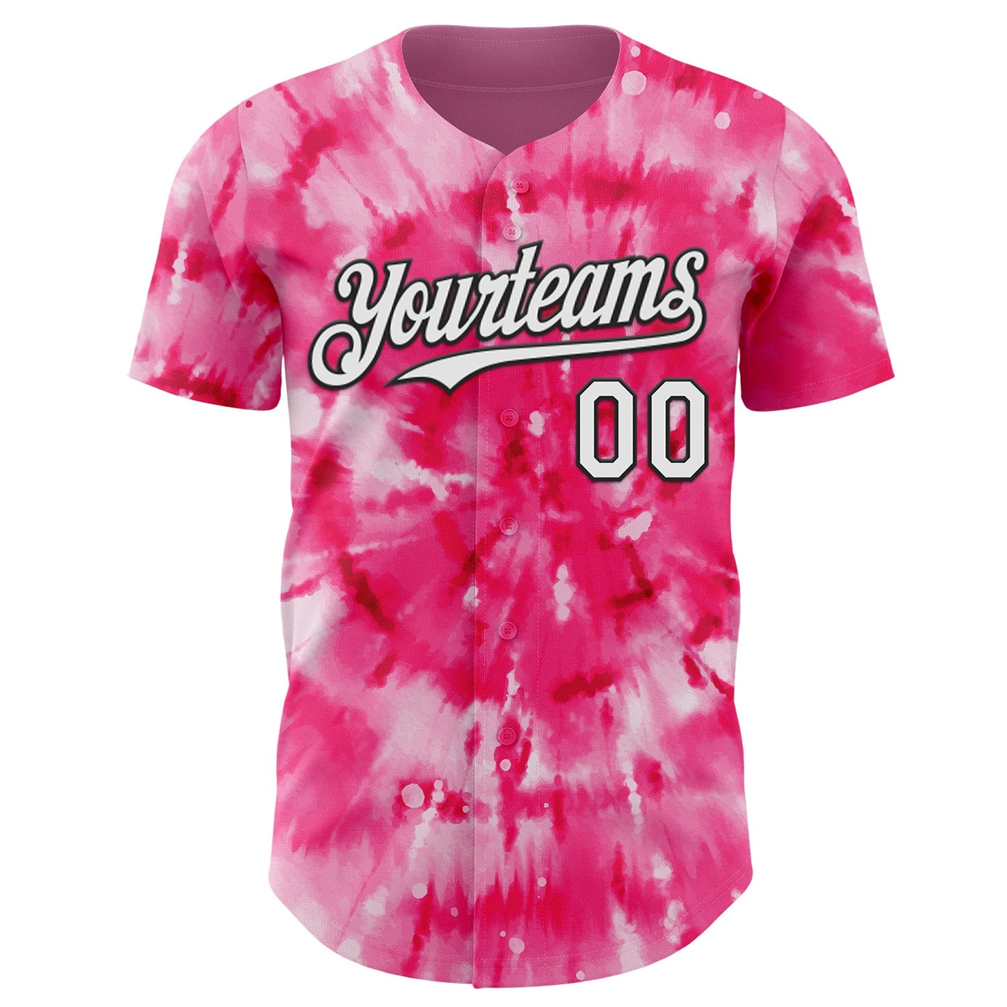Custom Tie Dye White-Black Shibori Pattern Authentic Baseball Jersey view 2