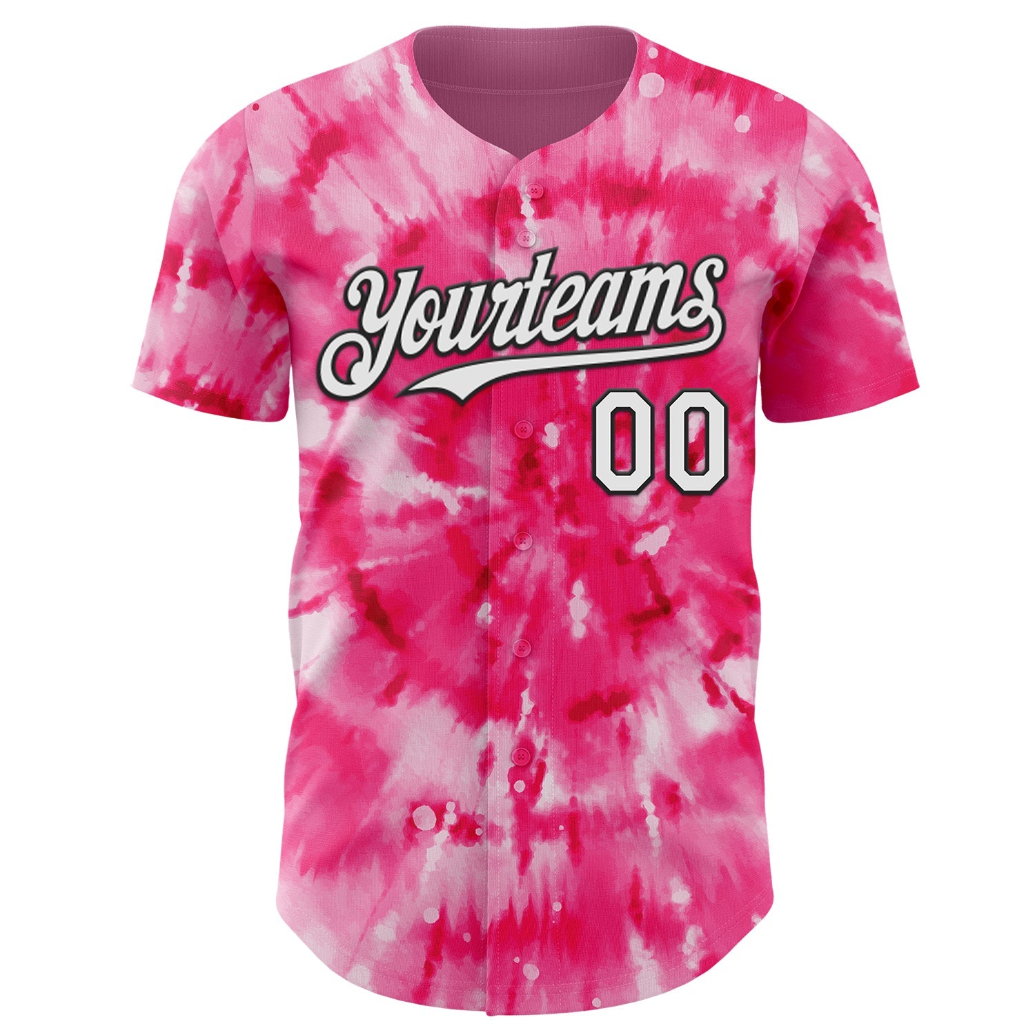 Custom Tie Dye White-Black Shibori Pattern Authentic Baseball Jersey view 2
