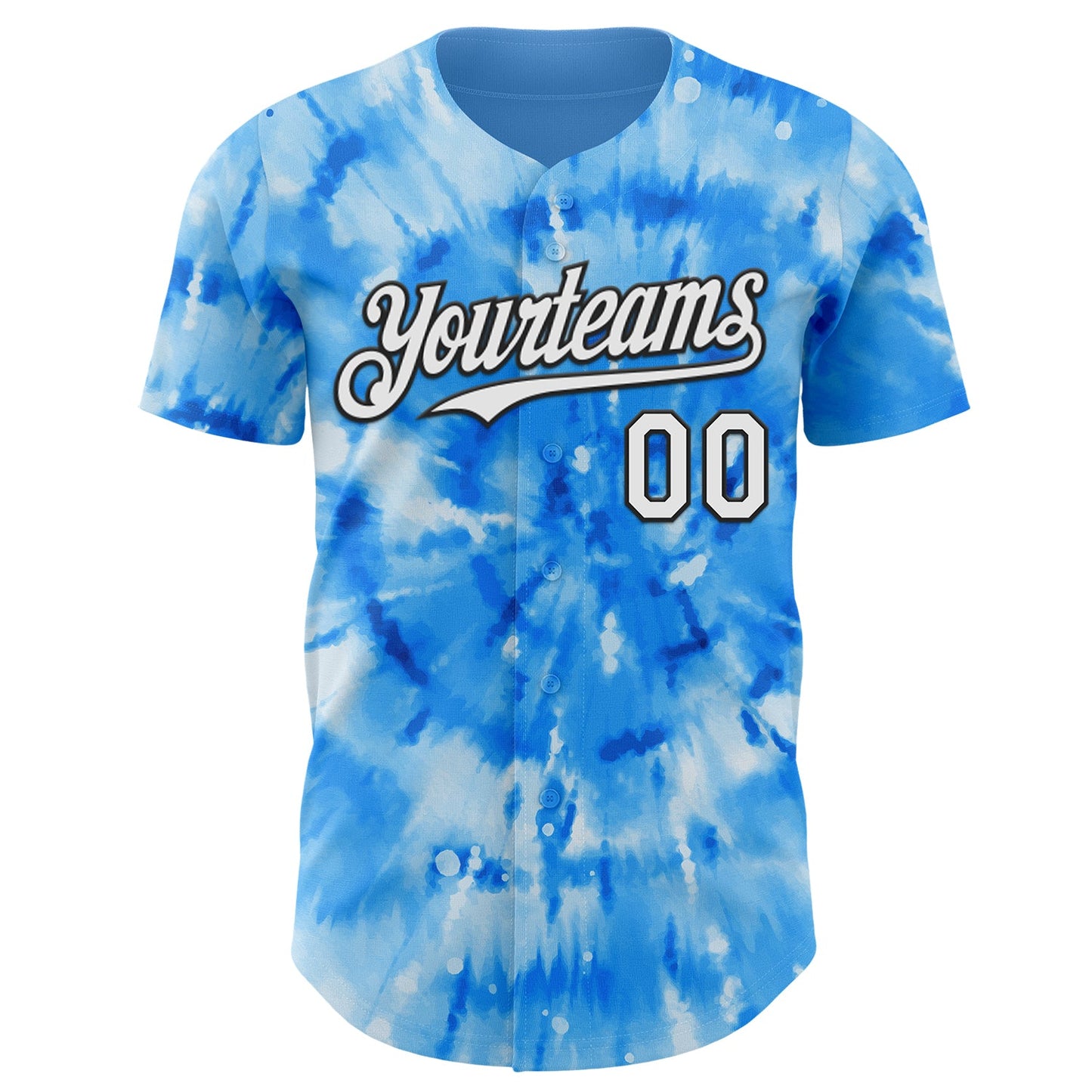 Custom Tie Dye White-Black Shibori Pattern Authentic Baseball Jersey view 2