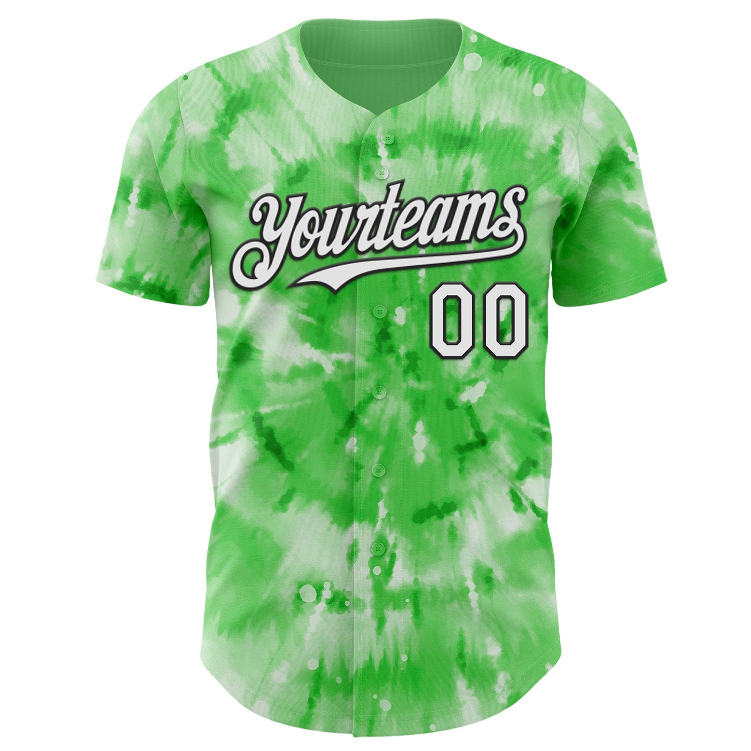 Custom Tie Dye White-Black Shibori Pattern Authentic Baseball Jersey view 2