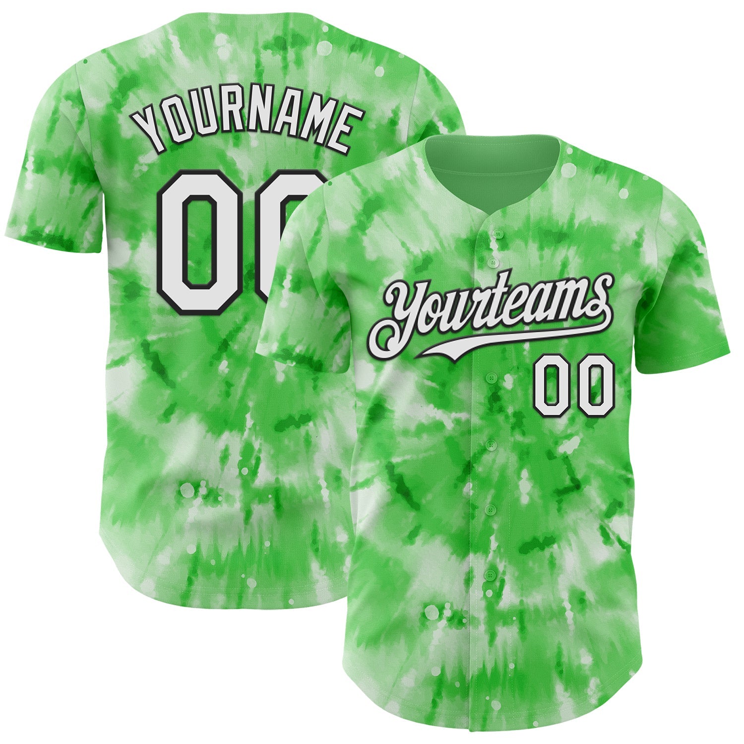 Custom Tie Dye White-Black Shibori Pattern Authentic Baseball Jersey - Main View