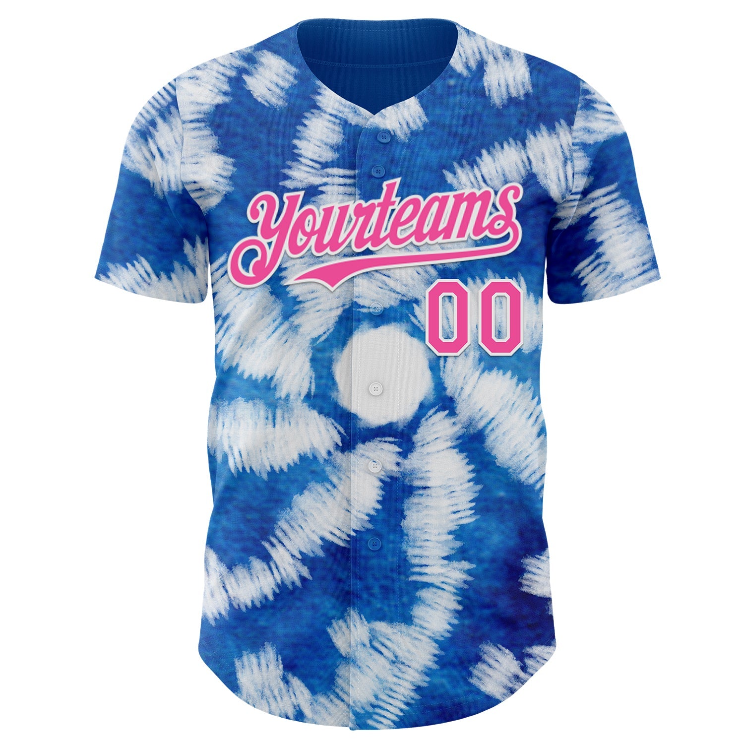 Custom Tie Dye Pink-White Shibori Pattern Authentic Baseball Jersey view 2