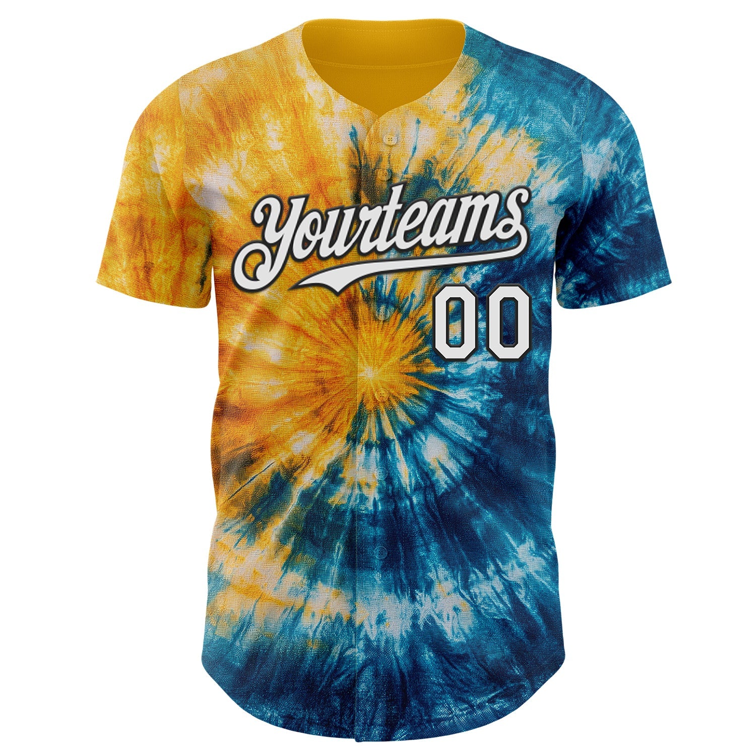 Custom Tie Dye White-Black Shibori Pattern Authentic Baseball Jersey view 2