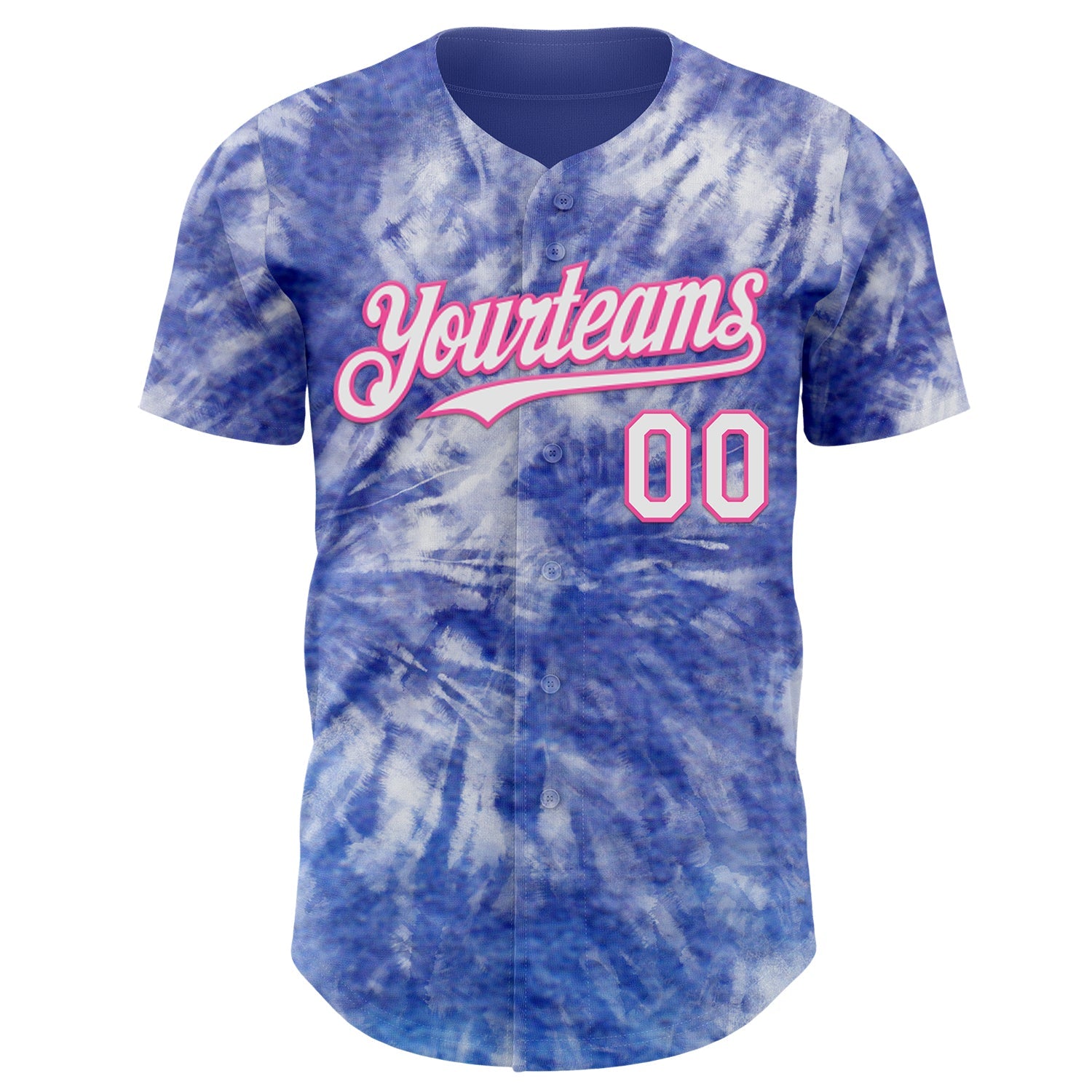 Custom Tie Dye White-Pink Shibori Pattern Authentic Baseball Jersey view 2