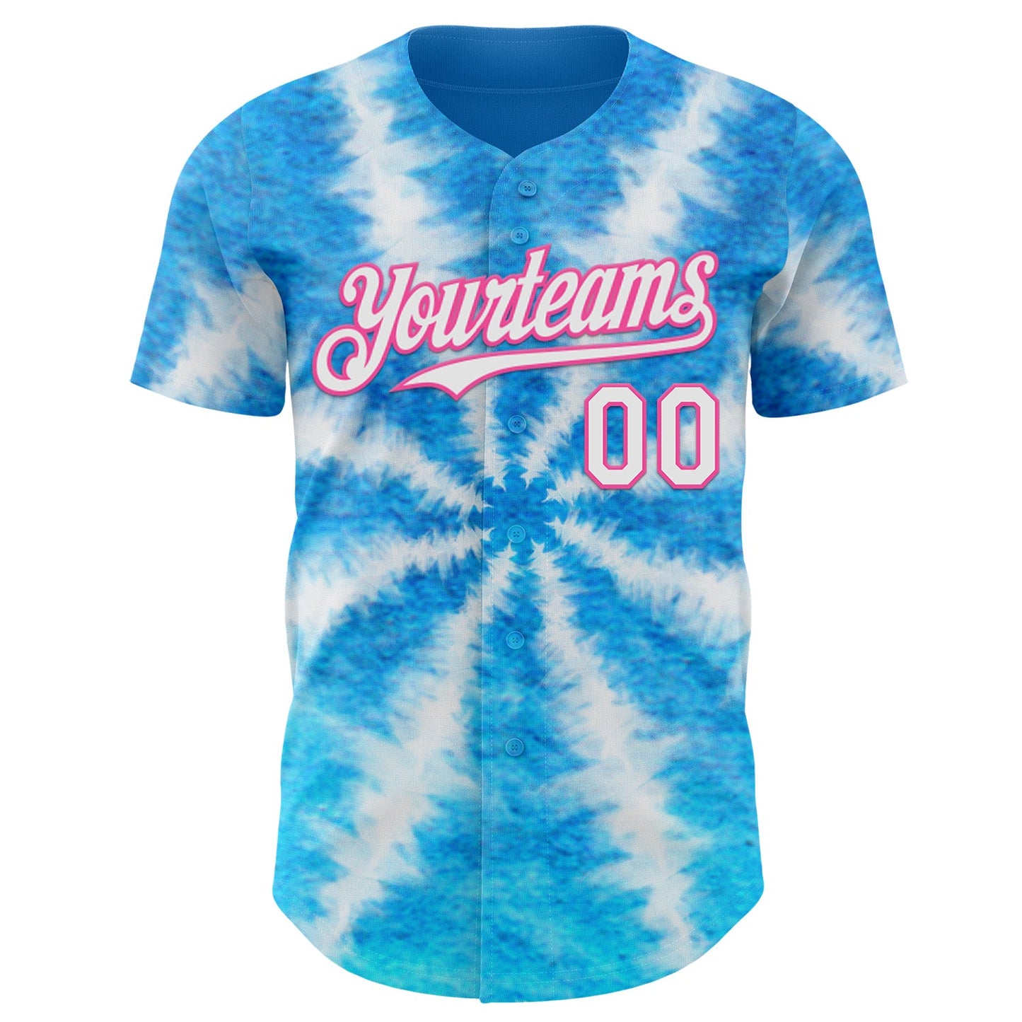 Custom Tie Dye White-Pink Shibori Pattern Authentic Baseball Jersey view 2