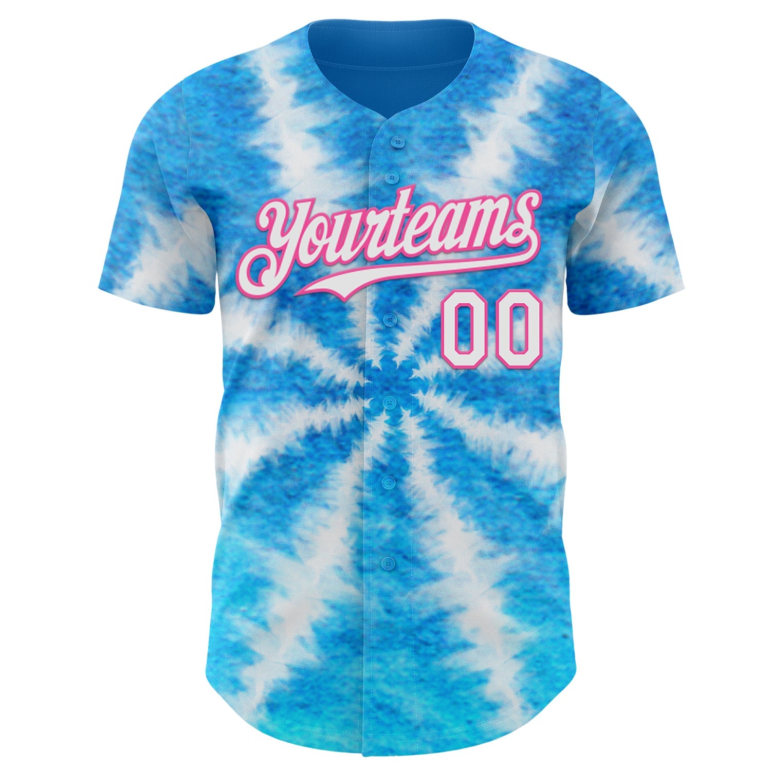 Custom Tie Dye White-Pink Shibori Pattern Authentic Baseball Jersey view 2