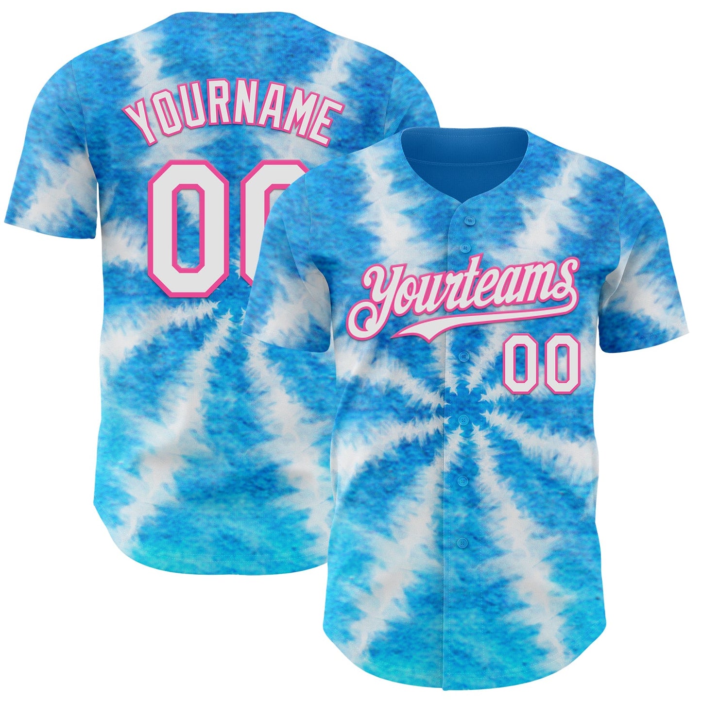 Custom Tie Dye White-Pink Shibori Pattern Authentic Baseball Jersey - Main View