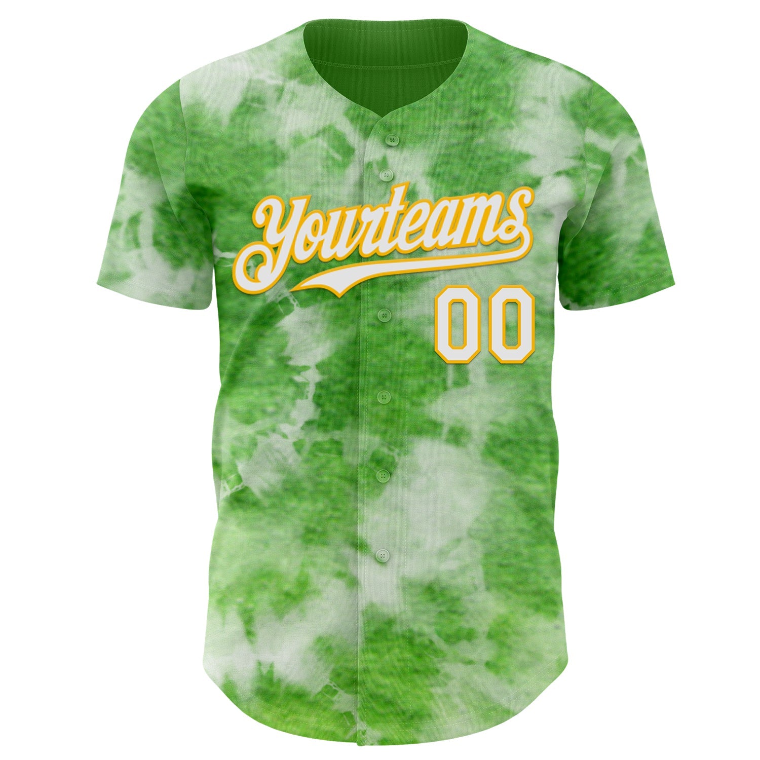 Custom Tie Dye White-Gold Shibori Pattern Authentic Baseball Jersey view 2
