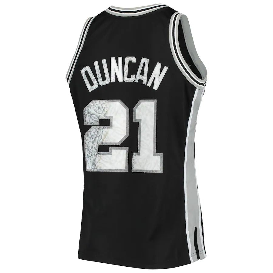 S.Antonio Spurs #21 Tim Duncan Mitchell & Ness 1996-97 Hardwood Classics  75th Anniversary Diamond Swingman Jersey  Black Stitched American Basketball Jersey - Main View