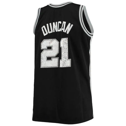 S.Antonio Spurs #21 Tim Duncan Mitchell & Ness Big & Tall 1998-99 75th Anniversary Diamond Swingman Jersey Black Stitched American Basketball Jersey - Main View