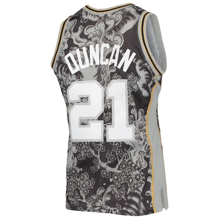 S.Antonio Spurs #21 Tim Duncan Mitchell & Ness Hardwood Classics 1998-99 Lunar New Year Swingman Jersey Black Stitched American Basketball Jersey - Main View