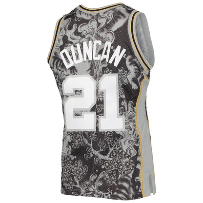 S.Antonio Spurs #21 Tim Duncan Mitchell & Ness Hardwood Classics 1998-99 Lunar New Year Swingman Jersey Black Stitched American Basketball Jersey - Main View