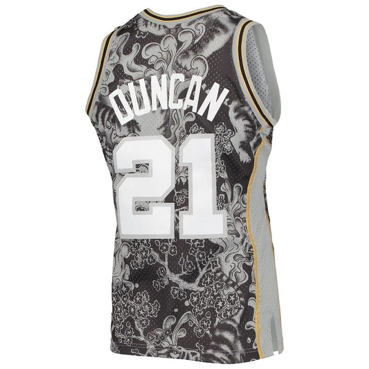 S.Antonio Spurs #21 Tim Duncan Mitchell & Ness Hardwood Classics 1998-99 Lunar New Year Swingman Jersey Black Stitched American Basketball Jersey - Main View