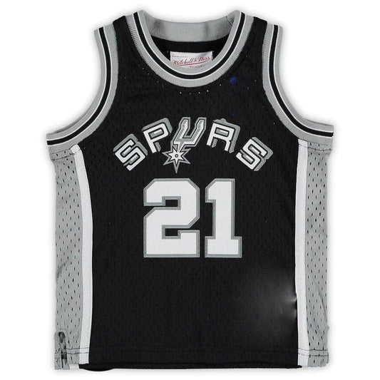 S.Antonio Spurs #21 Tim Duncan Mitchell & Ness Infant Retired Player Jersey Black Stitched American Basketball Jersey - Main View
