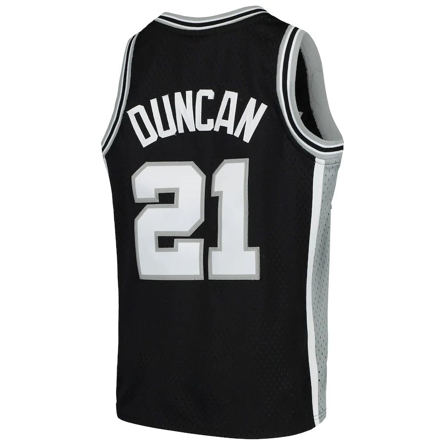 S.Antonio Spurs #21 Tim Duncan Mitchell & Ness  Swingman Throwback Jersey Black Stitched American Basketball Jersey - Main View
