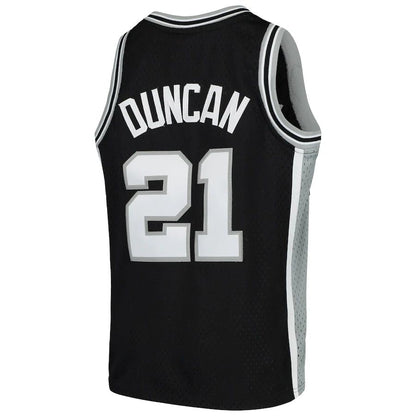 S.Antonio Spurs #21 Tim Duncan Mitchell & Ness  Swingman Throwback Jersey Black Stitched American Basketball Jersey - Main View